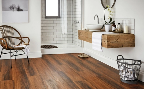 hardwood flooring in bathroom